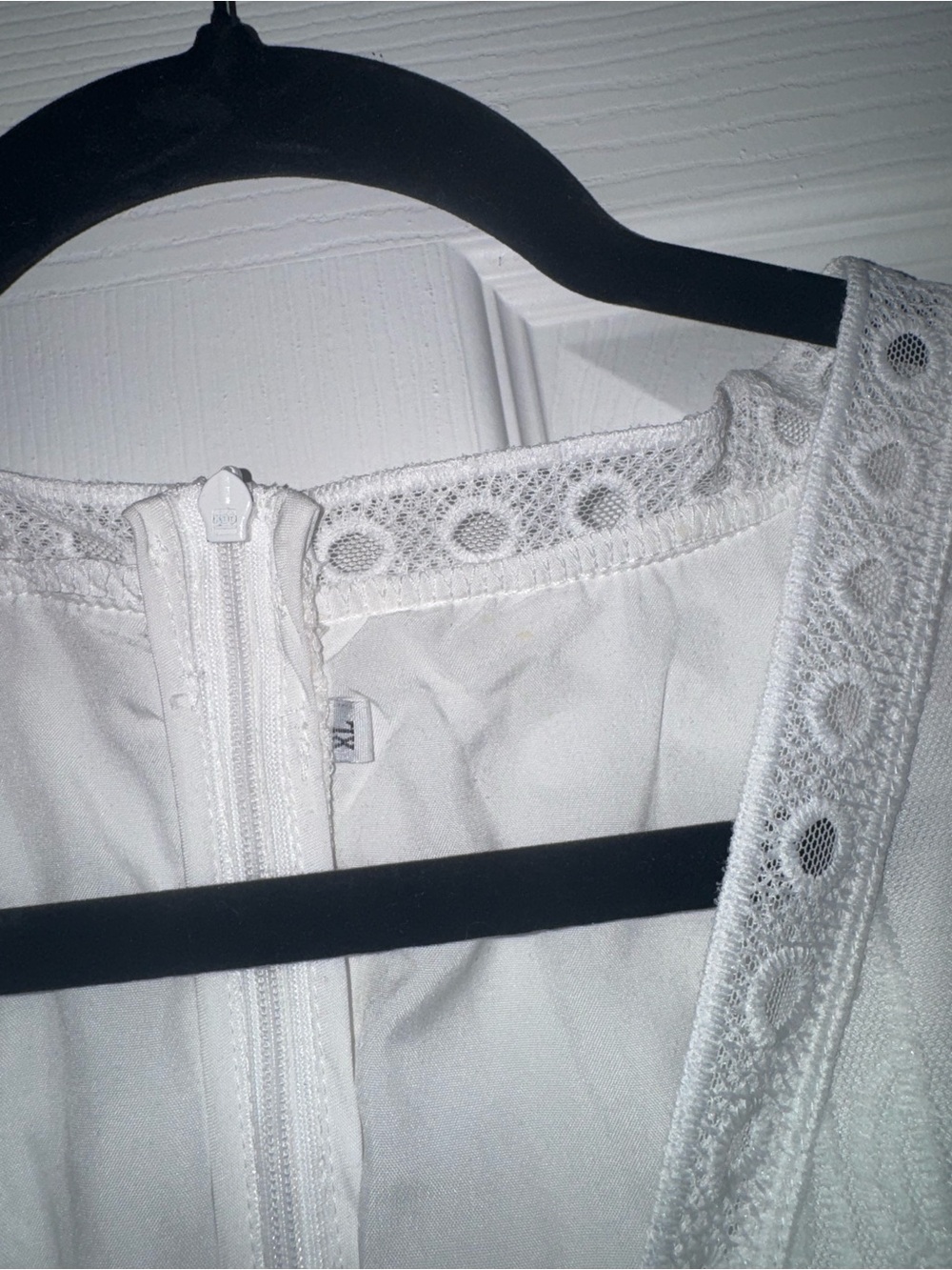 White Lace Maxi Dress with Deep V and Side Slit NWOT - Picture 8 of 8